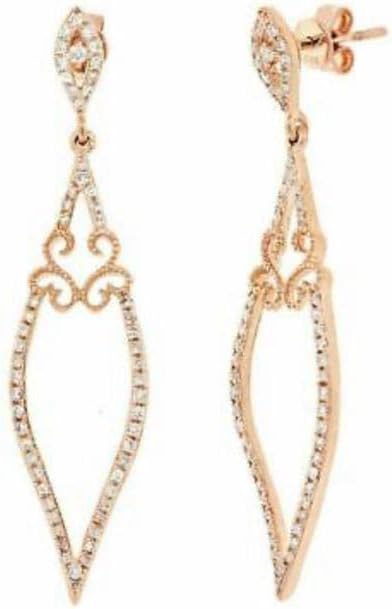 0.50ct Natural Diamond 14K Rose Gold Stylish Dangle Drop Earrings Gift For Her/Wedding/Birthday/Anniversary/Valentine