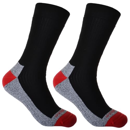 2 Pairs of Thick Cotton Coolmax walking Socks Cushioned Foot, Black, Large 8-11