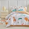 Joyreap Cotton Comforter Set Twin, Zoo Theme Colorful Animals on White Design, 3pcs Kids Bedding Set for All Season- 68x88 inches #2