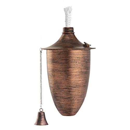 Elegant Outdoor Tiki Style Torch - Set of 4 Small Oil Lamp Includes Matching Snuffer, Fiberglass Wick and 53\" Metal Pole - Easy Set Up as Landscape Lighting or Simple Garden Decor (Brushed Bronze) - Thumbnail 5