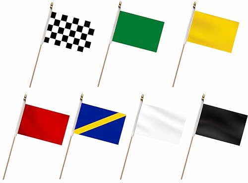 LUSEOAN 20 Pack Checkered Black and White Flags Multicolor Racing Mini Stick Flags Set Small Miniature Handheld Race Car Flag Decorations for Sports Events 5x8 Inch