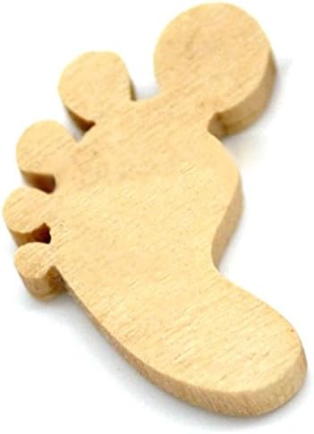 BlueMoo 50 PCS Wooden Baby Feet Shape Laser Cut MDF Blank Embellishments Crafts 18mm