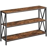 MAHANCRIS 47.2" Sofa Table, Industrial Console Table, 3-Tier Narrow Side Table with Open Shelves,...