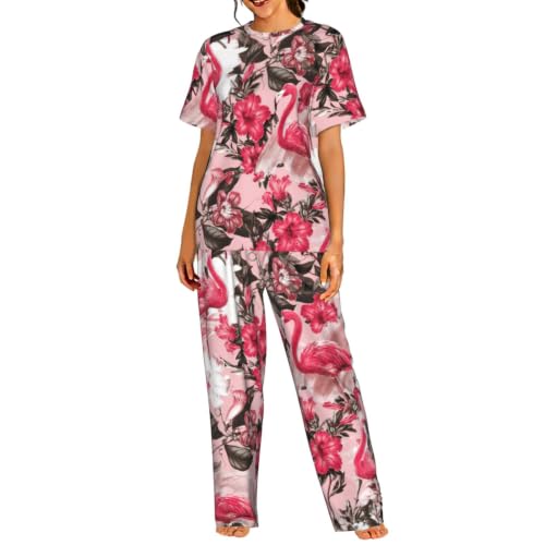 Pyjama court femme pour soirées d'été détendues motif floral exotique
