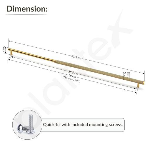 Image of Plantex Stainless Steel & Aluminium Cabinet Handle /600mm Wardrobe Door Handle /Cupboard Pull-Push Handles for Home /Office - Pack of 1 (Brass Antique & Gold)