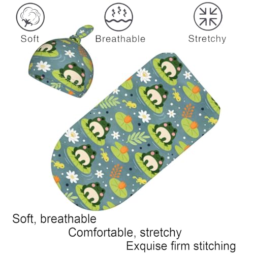 Image of Frog Swaddle Blanket, Soft Swaddling Blanket Baby Clothes, Frog Baby Stuff