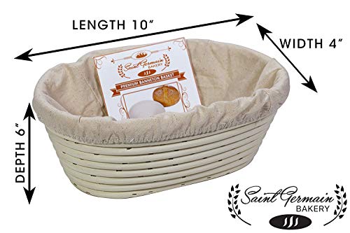 Saint Germain Bakery Premium Round Bread Banneton Basket With Liner - Perfect Brotform Proofing Basket For Making Beautiful Bread (10 Inch Oval) #TOP1