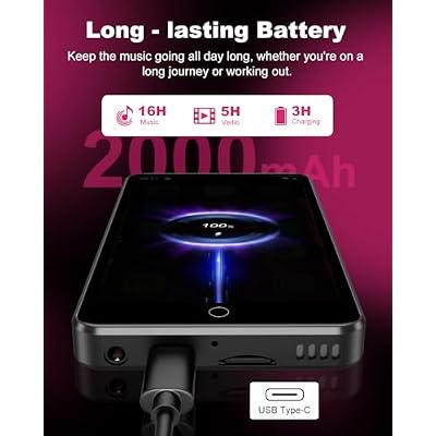 144GB MP3 Player with Bluetooth & WiFi, Android OS, 4 HD Touch Screen, Portable Kids Music MP4 Player with Spotify, Amazon Music, Google Play, FM Radio, HiFi Sound, Built-in Speaker