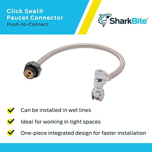 Sharkbite 1/2 Inch Angle Stop X 1/2 Inch Npsm Click Seal Faucet Connector X 20 Inch, Push To Connect Brass Plumbing Fitting, Pex Pipe, Copper, Cpvc, Pe-Rt, Hdpe, 24657 #TOP3