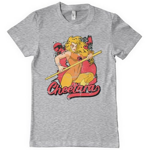 Thundercats Licenciado Oficialmente Cheetara Distressed Hombres Camiseta (Gris Claro), Small