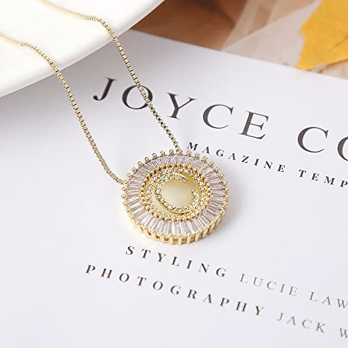 Biface Gold Initial Necklaces For Women Jewelry For Women 14K Gold Plated Letter Necklace For Women Girls Necklaces Jewelry Valentine's Day Gifts Square Zirconia Round Necklace C #TOP1