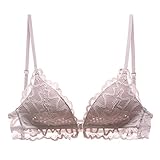 Necalisi BH Damen Hellviolett Damen Spitzen BH Ohne Bügel Bralette Verstellbare Schultergurte Schulterriemen Unterwäsche Push up BH Set 75A