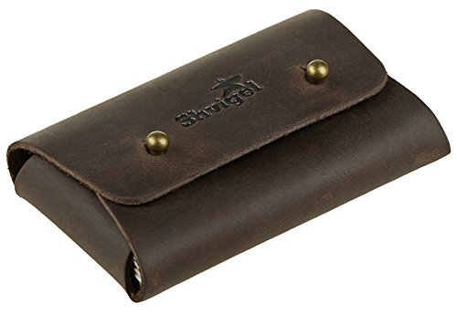 Business Card Holder - 100% Genuine Leather - Visiting Card Case - Front Pocket Card Wallet Organizer (Brown Vintage)