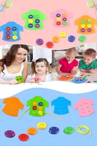 hyd Kıyafet Giydirme Eğitici Oyuncak Gömleğe Düğme Dikme İnce Motor Beceri Zeka Renk Algı Oyunu - Görsel 4