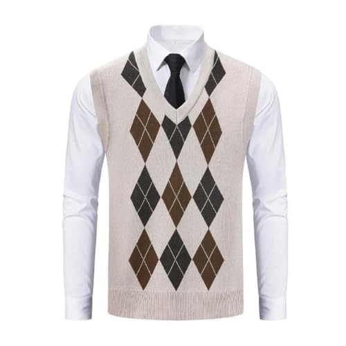 Men's Sleeveless Knitted Sweater Vest V-Neck Pullover Casual Plaid Waistcoat for Autumn Winter Wear2