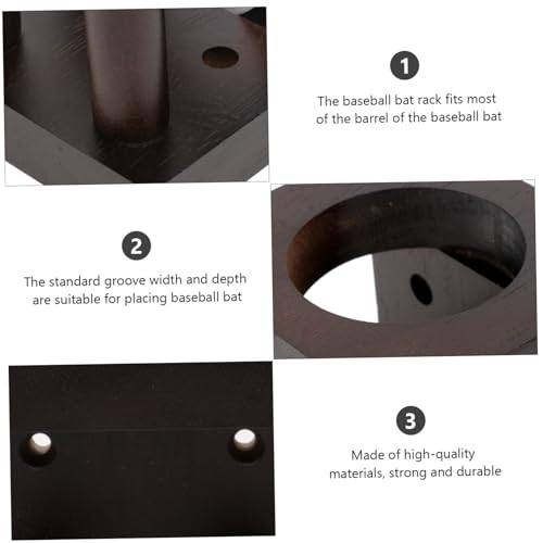 HEMOTON 1Pc Durable Wooden Baseball Bat Rack for Displaying Bats Vertically Present for Collectors Strong and Sturdy Design for Home Decoration Fits Bats