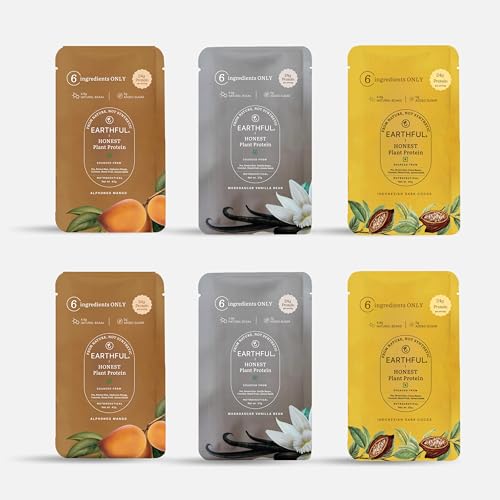 Image of Earthful Honest Plant Protein - Assorted Pack | Daily Use Sachet Pack of 9 | For Weight Management, Energy, Muscle Support & Recovery | 24g Protein Per Serving | Made With Pea & Brown Rice