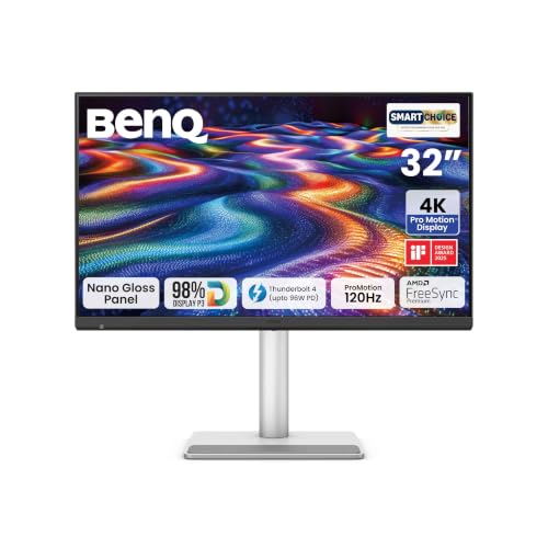 Image of BenQ MA320UG (Smartchoice) 32 inch 4K 120Hz Promotion Nano Gloss Monitor, 98% P3 Color Gamut Dual Thunderbolt 4 96W /15W, Mac Color, Daisy Chain, KVM, Integrated Mac Controls, Height Adjust (Gray)