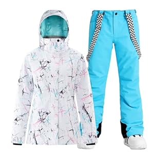 GSOU SNOW Skianzug Damen 2 Teilig, Skijacke und Skihose Set für Frauen - Wasserdicht Winddicht Atmungsaktiv Insoliert Warm mit Sturmkapuze