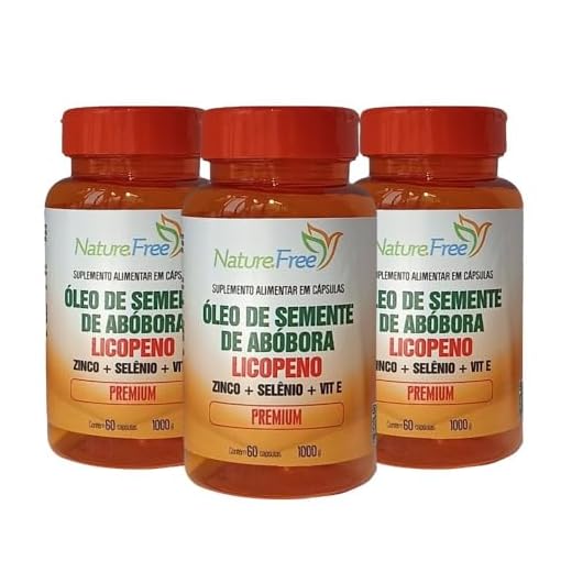 Kit 3 Óleo de semente de abóbora com Licopeno + (ZINCO + SELÊNIO + ZINCO) 60 Cápsulas