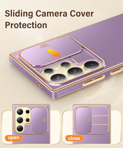 CAPRARO for Samsung Galaxy S24 Ultra Case with Camera Cover, [1x Screen Protector & Slide Camera Cover] Military Grade Shockproof Protective Phone Case for S24 Ultra Case 6.8\", Light Purple - Thumbnail 4