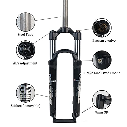 Dboy 26 Inch Mountain Bike Front Fork Aluminum Alloy Shock Absorber Spring Front Suspension Fork Suspension Fork Steerer 100Mm Manual Lockout Qr 9Mm (Black 29Inch) #TOP2