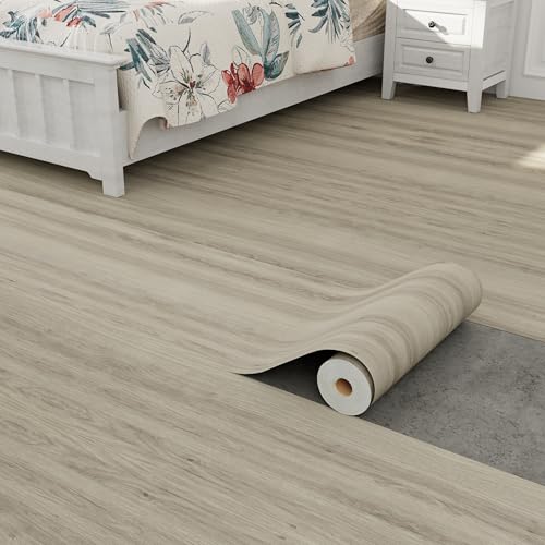 Oxdigi Vinyl Flooring Roll Peel and Stick - 40cm x 10m (4㎡) | Removable Self-Adhesive Wear-Resistant Vinyl Floor Tiles Wood Plank |Waterproof for Bathroom, Kitchen... | Smoked Chestnut