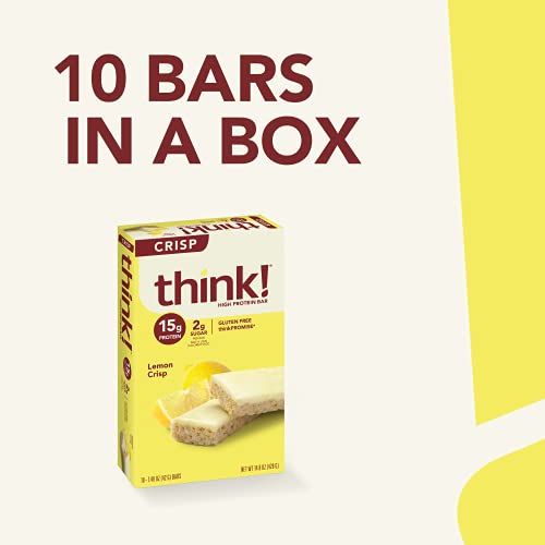 Think! Protein Bars, High Protein Snacks, Gluten Free, Sugar Free Energy Bar With Whey Protein Isolate, Lemon Crisp, Nutrition Bars Without Artificial Sweeteners, 1.48 Oz (10 Count) #TOP3