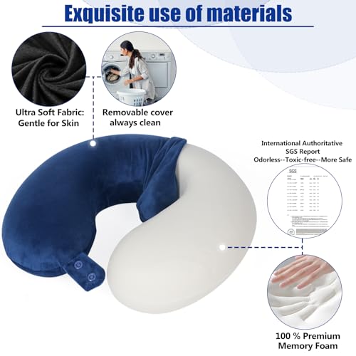 SAIREIDER Neck Pillows for Travel-Head Neck Support Travel Pillow for Traveling, Car, Home, Office Adjustable with Storage Bag (Navy Blue) by SAIREIDER - Image 4