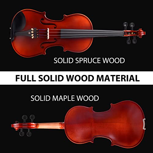 Aileen Premium Beginner Series Violin Outfit - 4/4 Full Size Solid Wood Ebony Fitted For Kids Students, Teachers Approved #TOP3
