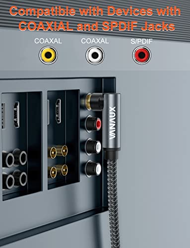 Vanaux 90 Degree Rca Cable, 3Ft Right Angle Rca Cable, Dual Shielded,Gold-Plated, Male To Male,Stereo Audio Cable For Amplifiers,Hi-Fi Systems,Hdtv,Home Audio Theater(3Ft/1M) #TOP1