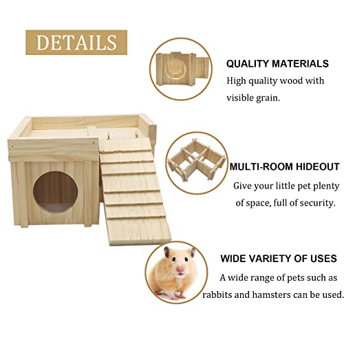 Acsist Wooden Hamster Hideout Hamster Wood House With Ladder Habitats Decor Detachable Small Animals Cage Accessories For Hamster Rat Gerbils And Other Small Pets thumb #2