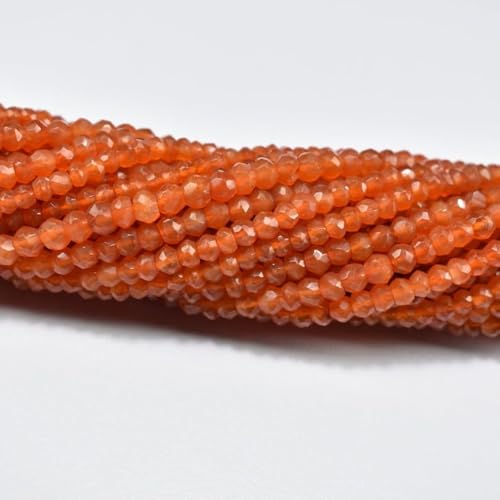 Perles cornaline naturelle 4mm facettées pour création bijoux diy - 2