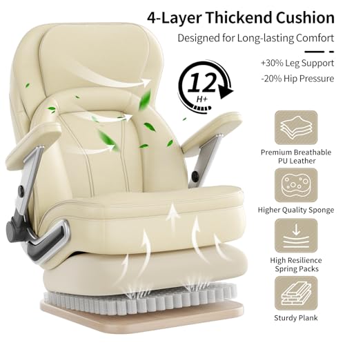 Image of Big and Tall Office Chair, 600lbs Heavy Duty Desk Chair with 5D Arms, Adjustable Lumbar Support & Height, Tilt Function, PU Leather High Back Ergonomic Executive Computer Chair