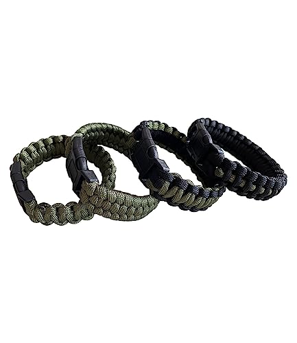 CIBBALIY 2 pulseiras de paracord verde exército 21,6 cm trançado pulseira tática inclui cordão de pa