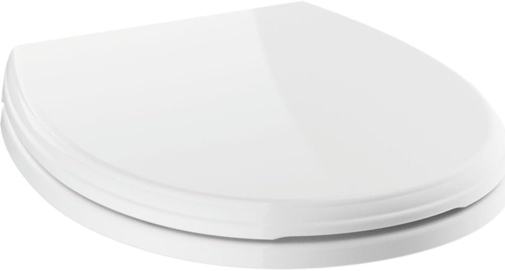 DELTA Faucet 800901-WH Wycliffe Round Front Standard Close Toilet Seat with Non-slip Seat Bumpers, White
