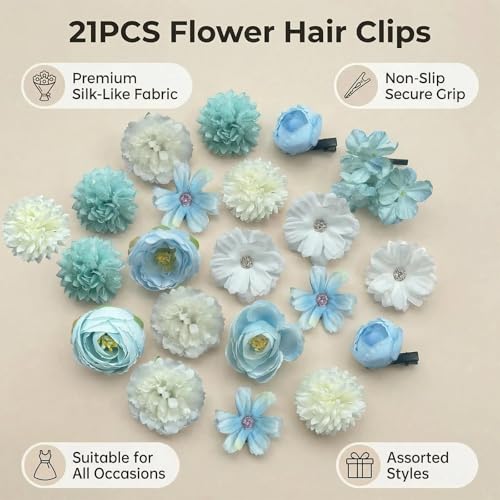 Set de 21 pinzas florales boho para cabello miniatura 2
