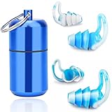 Ohrstöpsel zum Schlafen Silikon Gehörschutz Ohrstöpsel, Wiederverwendbar, Gehörschutzstöpsel 32dB zum Lärm Reduktion, Seitenschläfer, Schnarchen, Reisen, Arbeiten, mit Alubehälter (2 Paar)