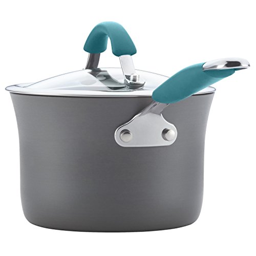 Rachael Ray Cucina Hard Anodized Nonstick Sauce Pan/Saucepan With Lid, 3 Quart, Blue #TOP5