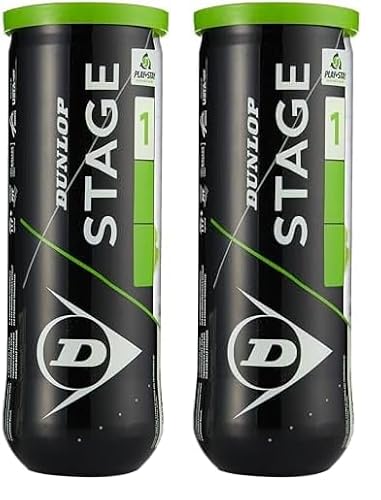 Dunlop Dunlop Tennisball Stage 1 Green - für Kinder & Anfänger im Großfeld (1x3er Dose) (Packung mit 2)