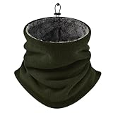 [PALAME] ネックウォーマー メンズ 冬 【360°極めた暖かさ・ふわふわ蓄熱裏起毛・柔らかい肌触り】 ネックガード 防寒 防風 暖かい 柔らかい 裏ボア 厚手 伸縮性 無地 多機能 調節コードつき 自転車 バイク スキー アウトドア 男女兼用 (グリーン)