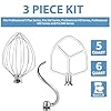 Stainless Steel 3 Piece kit Attachments，Dough Hook 6 Wire Whisk Flat Beater Compatible with KitchenAid 5 Plus -6QT Mixer，Bowl Lift Stand Mixer Accessory，Rust Resistant，Dishwasher Safe