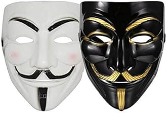 Haven's treasure Plastic Fawkes Mask, Anonymous VIP Edition Face-Mask, Cosplay, Protest, V for Vendetta Hacker Face Mask, Black & White