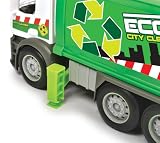 Dickie Toys 203745014 CITY Śmieciarka Mercedes z ruchomym koszem z dźwiękiem i światłem ostrzegawczym, funkcja załadunku i rozładunku, auto zabawkowe dla dzieci od 3 lat, 26 cm