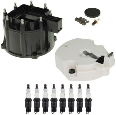 Replacement Distributor Rotor Cap and Spark Plugs Kit fits Camaro Corvette Firebird V8 (EB4-557014)