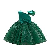 Toddler Baby Girl Christmas Dress Infant Wedding Flower Girl Dress Bowknot Stain Tulle Butterfly Birthday Party Pageant Princess Tutu Ball Gown for Photoshoot Green 18-24 Months
