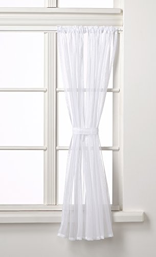 Ideal Textiles Plain Voile Curtain Panel, Slot Top Heading, Rod Pocket Header, Sheer Voile Panels (59" x 48", White)