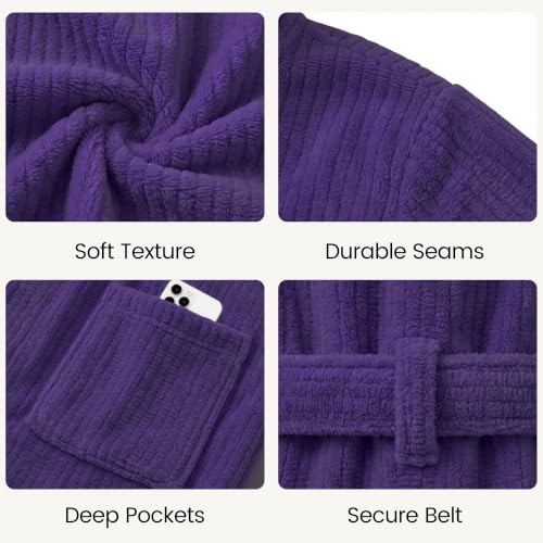 Image of PJGGZ Men's Shawl Collar Bathrobe, Soft Long Towel Robe for Men - Super Absorbent Quick Dry yet Warm