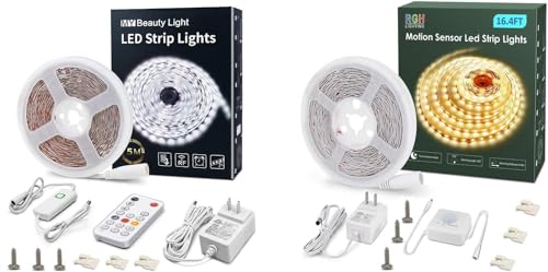 Tira de LED blanca con control remoto RF y sensor de movimiento miniatura 1