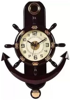 Kadio Analog 38 cm X 26 cm Wall Clock (Brown, with Glass, Standard).